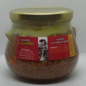 lentilles pr&eacute;par&eacute;es au confit de canard du Gers
